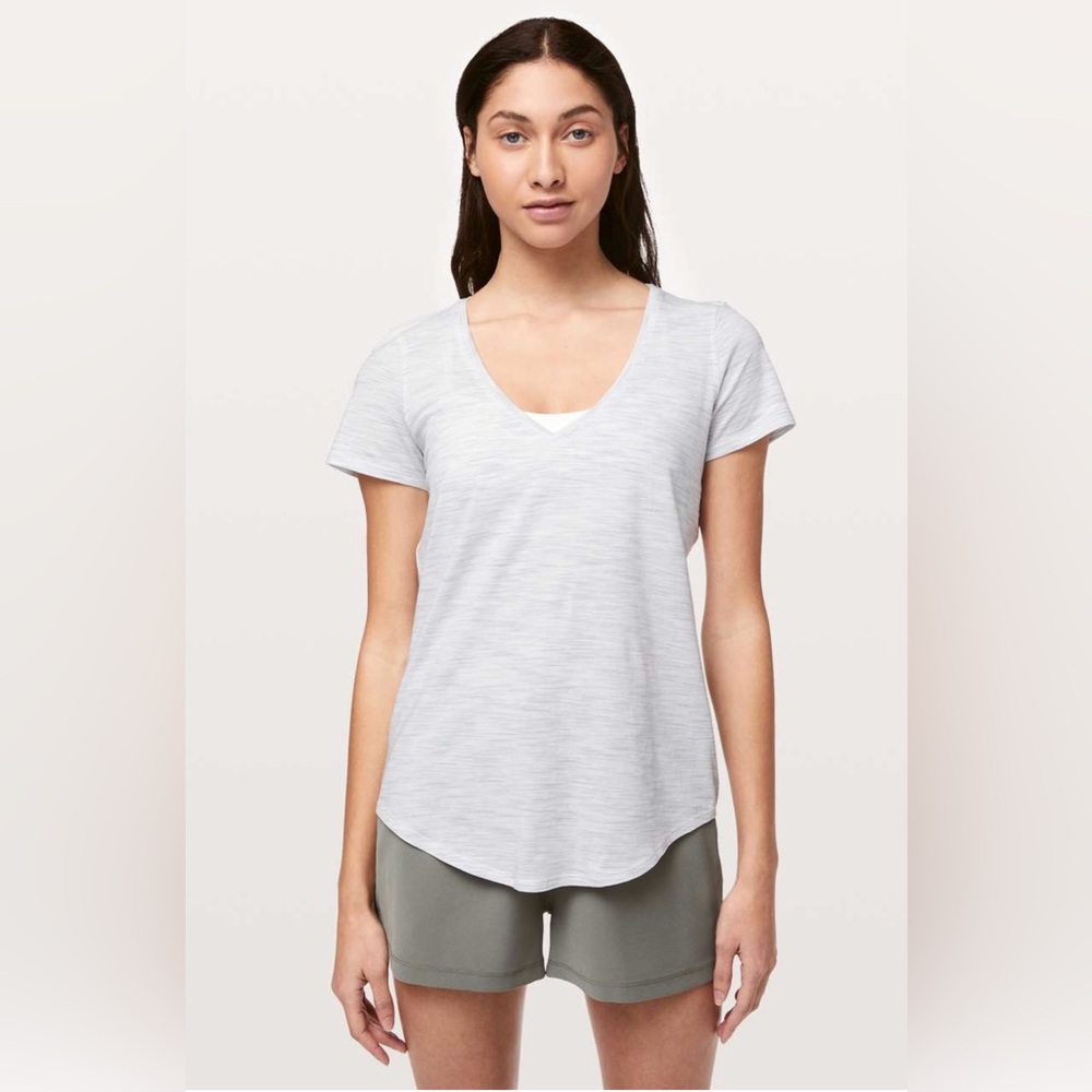 Lululemon 🍋 Love Tee V-Neck Shirt 3 Color Space Dye Ice Grey Alpine White Size 2